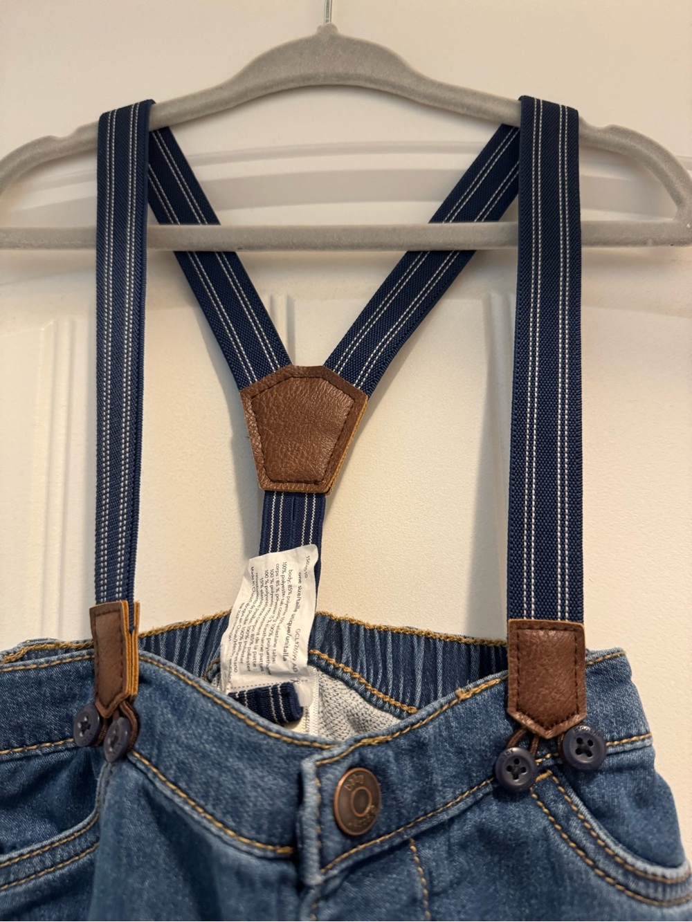 Blue Denim Jeans with Suspenders - Picture 3 of 8